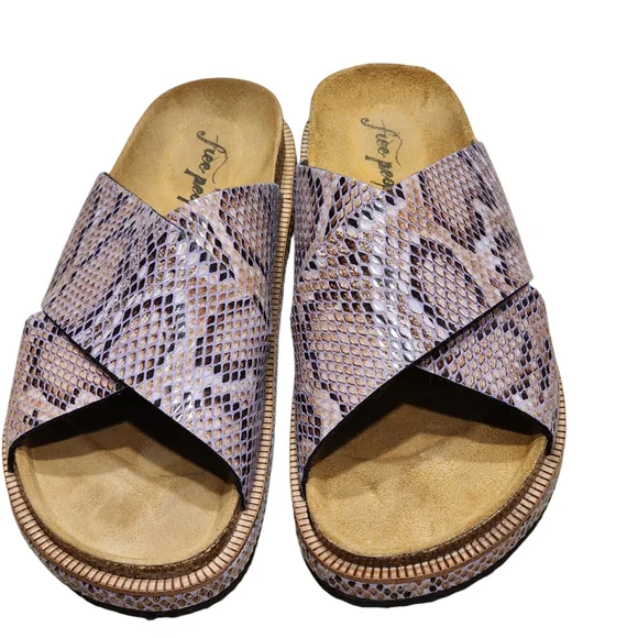 Free People Sidelines Flatform Slide Platform Sandals In Purple Snake Sz 39, 8.5 - Picture 4 of 5